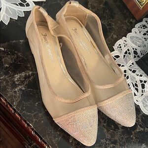 Juicy Couture Women's Tan Mesh Sparkle Flats